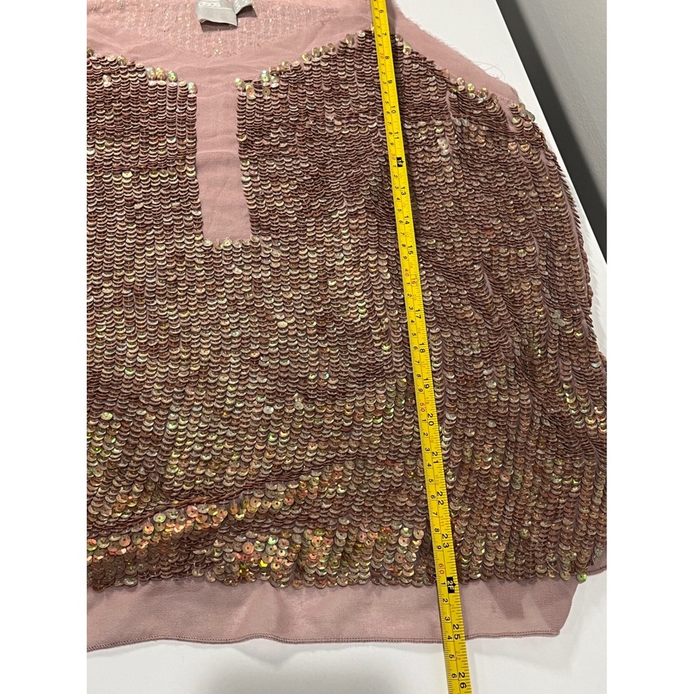 Sparkling ASOS Sequin Cami Top‎ Pink Mauve V Neck Spaghetti Strap Women size 8 - Picture 8 of 8
